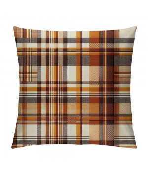  Orange Buffalo Plaid Pillow Covers Fall Decor Farmhouse Decoration Throw Pillow Cases Thanksgiving Day Cushion Cover for Outdoor Sofa Couch