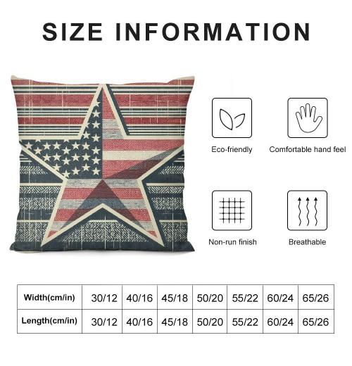 Throw Pillow Covers Patriotic American Flag July 4th Farmhouse Pillow Cover Independence Day Sign Cushion Cover Home Decor for Sofa Bed Car(Star)