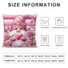 Ulloord Pink Roses Valentine Day Throw Pillow Covers Valentines Day Decor for Home Sofa Goblin Gnomes Hug and Kiss Valentine Pillows Case Cushion Case Cover