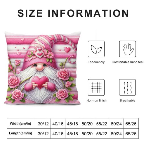 Ulloord Pink Roses Valentine Day Throw Pillow Covers Valentines Day Decor for Home Sofa Goblin Gnomes Hug and Kiss Valentine Pillows Case Cushion Case Cover