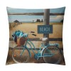 Ulloord Beach Blue Bike Throw Pillow Covers Summer Coastal Bicycle Decorative Vintage Outdoor Pillow Covers Cushion Cover&nbsp;Slippers Print Decor Sofa Couch