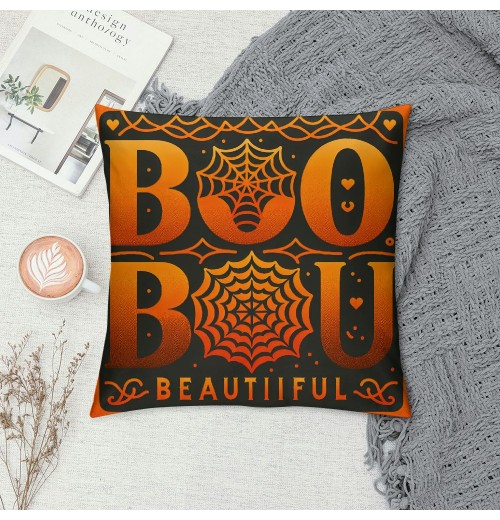  Halloween Pillow Cover Happy Halloween Throw Pillow Covers,Boo Pumpkin Quote Pillow Case,Home Decor Cushion Cover