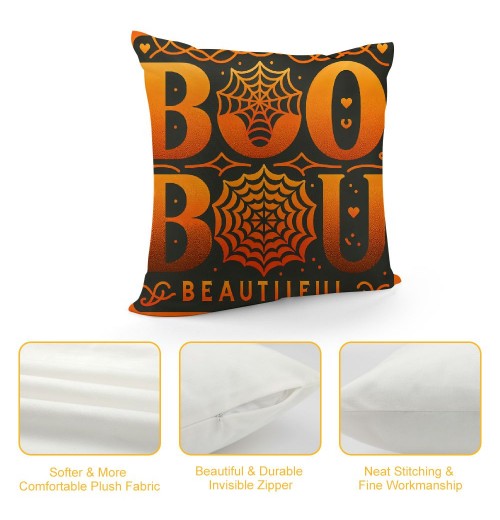 Halloween Pillow Cover Happy Halloween Throw Pillow Covers,Boo Pumpkin Quote Pillow Case,Home Decor Cushion Cover