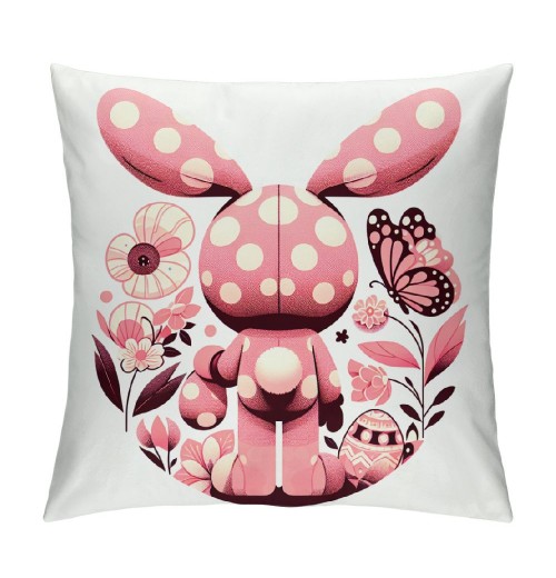  Happy Easter Rabbit Pillow Covers Spring Easter Bunny Farmhouse Decoration Hello Flowers Pink Stripes Throw Pillow Cover Cushion Case