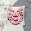  Happy Easter Rabbit Pillow Covers Spring Easter Bunny Farmhouse Decoration Hello Flowers Pink Stripes Throw Pillow Cover Cushion Case