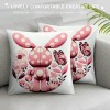  Happy Easter Rabbit Pillow Covers Spring Easter Bunny Farmhouse Decoration Hello Flowers Pink Stripes Throw Pillow Cover Cushion Case