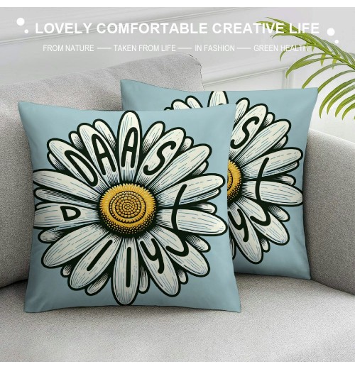  Spring Daisy Floral Pillow Covers White Petal Flower Decorative Pillow Cases Yellow Seasonal Cushion Case Farmhouse Home Decor for Sofa Couch