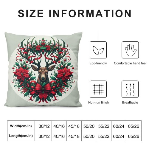 Ulloord Christmas&nbsp;Wreath Throw Pillow Cover Home Couch Decorative&nbsp;Elk &nbsp;Christmas Stocking Pattern Cushion CoverWinter Theme Pillowcase