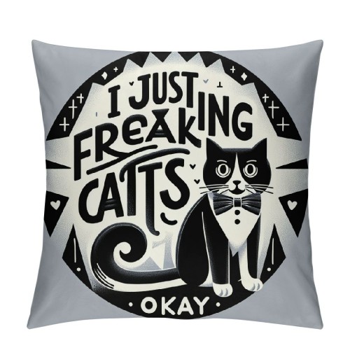 Ulloord Cat Kitty Themed Pillowcase Decorations for Home, Funny Quote I Just Freaking Love Tuxedo Cats Okay Throw Pillow Cover, Tuxedo Cats Gifts, Cat Lover Gifts