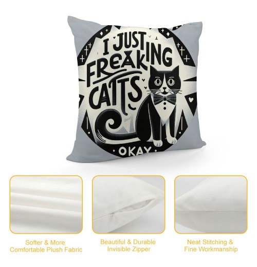 Ulloord Cat Kitty Themed Pillowcase Decorations for Home, Funny Quote I Just Freaking Love Tuxedo Cats Okay Throw Pillow Cover, Tuxedo Cats Gifts, Cat Lover Gifts