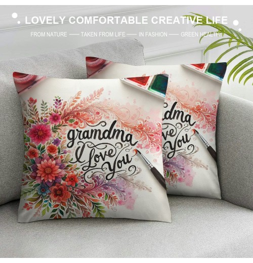 Ulloord Themed Pillowcase Decorations for Home, Rustic with Watercolor Floral Decorative Throw Pillow Cover, Gifts