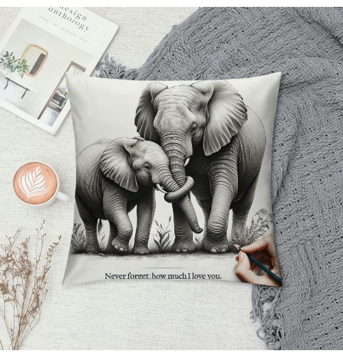 Ulloord Elephant Love Themed Pillowcase Decorations for Home, Baby Elephant Never Forget How Much I Throw Pillow Cover, Valentine’s Day Gifts, Elephant Lover Gifts