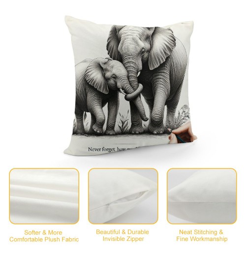 Ulloord Elephant Love Themed Pillowcase Decorations for Home, Baby Elephant Never Forget How Much I Throw Pillow Cover, Valentine’s Day Gifts, Elephant Lover Gifts