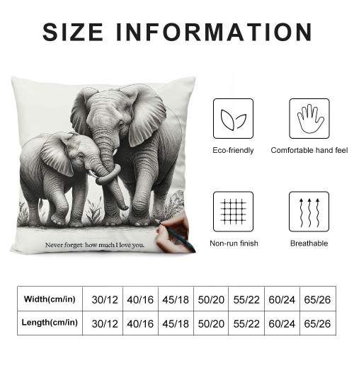 Ulloord Elephant Love Themed Pillowcase Decorations for Home, Baby Elephant Never Forget How Much I Throw Pillow Cover, Valentine’s Day Gifts, Elephant Lover Gifts