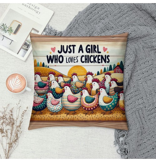 Ulloord Who Loves Decorative Throw Pillow Case Cover, Funny Quote Farm Animal Chicken Decorations For Home Bedroom Girl Room Dorm Office Farmhouse,Gifts For Chicken Lovers