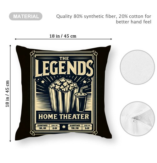 Ulloord Pillow Covers Retro Movie Theater Patterns Decorative Throw Pillow Covers Pillow Case Cushion Cover Body Pillowcovers