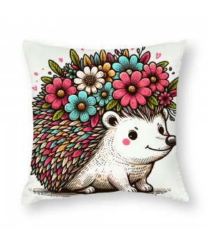 Ulloord Pillow Covers Funny Animals with Beautiful Flower Wreath Decorative Throw Pillow Cover Cushion Case Square Pillowcase