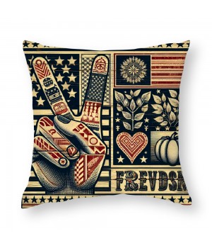 Ulloord Throw Pillow Cover Fall Pumpkin Sunflower Farmhouse Buffalo Plaid Grid Cushion Cover Vintage Wood Background USA Quote Pillow Casefor Sofa Couch