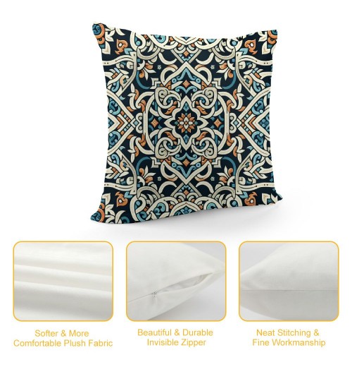 PHYHOO Short Plush Pillow Covers Fashion Printed Square Pillow Case for Bedroom, Sofa, Car Decoration Both Sides(Morgan Medal Print)
