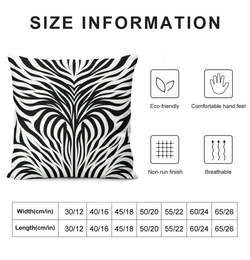 PHYHOO Short Plush Pillow Covers,Black White Print Double-Sided Print Square Cushion Cases for Sofa Bedroom Car Decorative